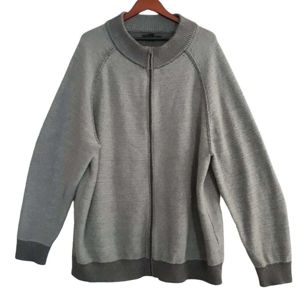Synrgy Cardigan Sweatshirt Sweater Men’s 2XLT Full Zip Grey Heavy Knit